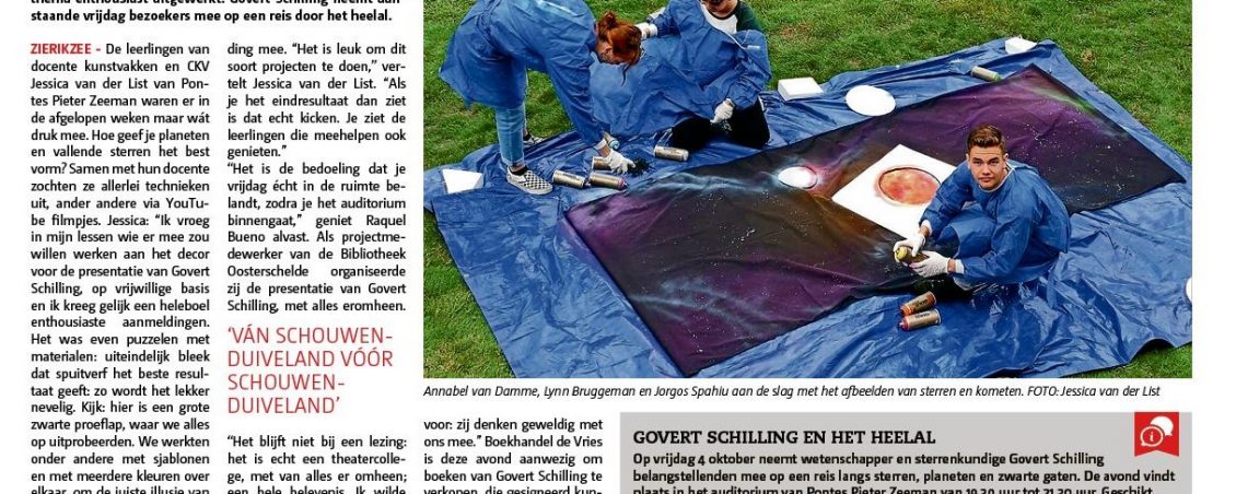 Krantenartikel voorbereidingen lezing Govert Schilling